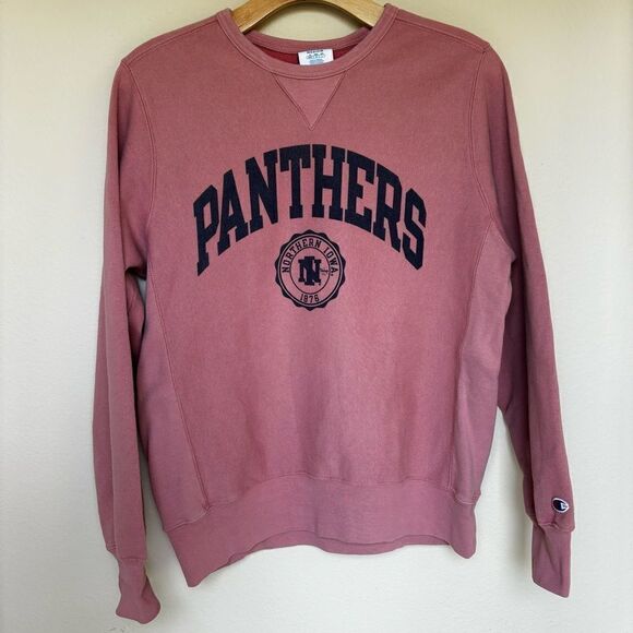 UNI Panthers Champion‎ reverse weave Pink Northern Iowa UNI Sweatshirt Medium - Picture 1 of 10